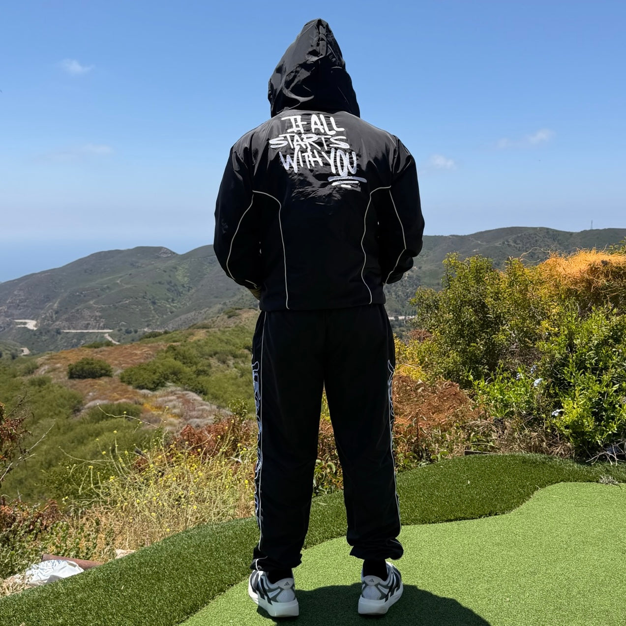 PROTECT YOUR PEACE | Black & White Windbreaker Tracksuit