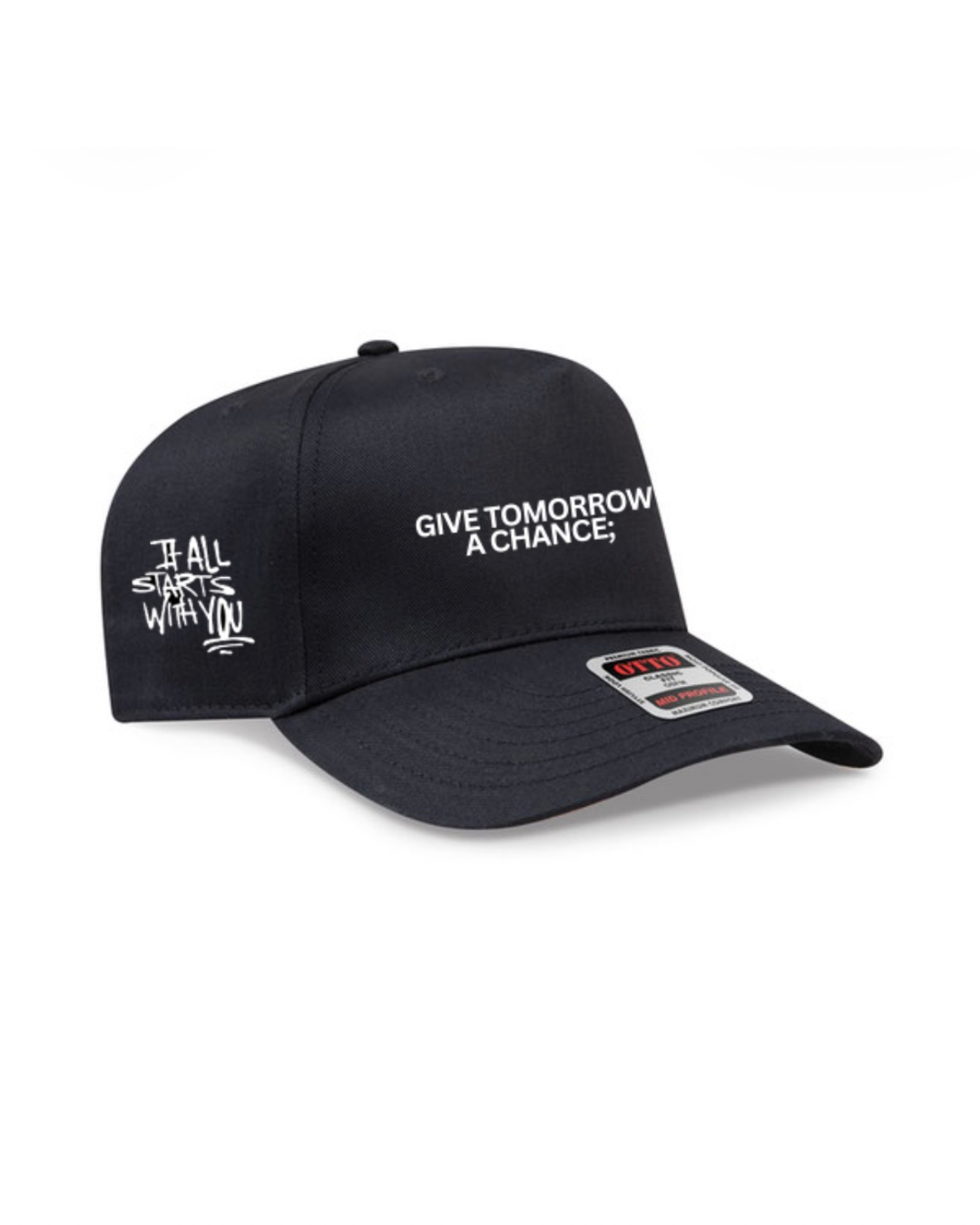 GIVE TOMORROW A CHANCE | Black 5-Panel Mid Profile Baseball Cap
