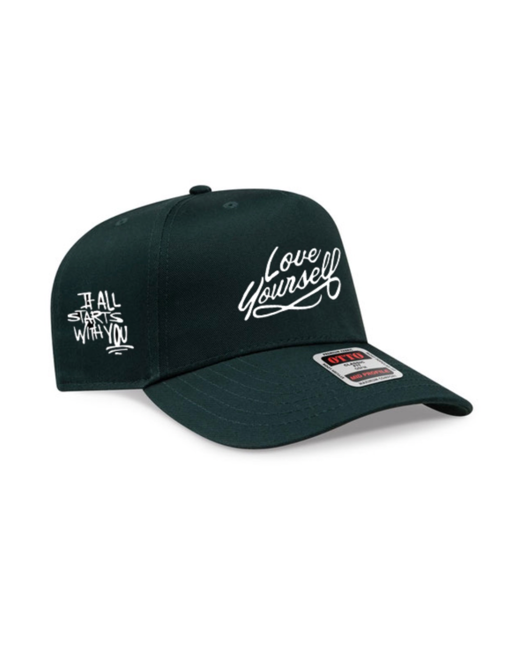 LOVE YOURSELF | Dark Green 5-Panel Mid Profile Baseball Cap