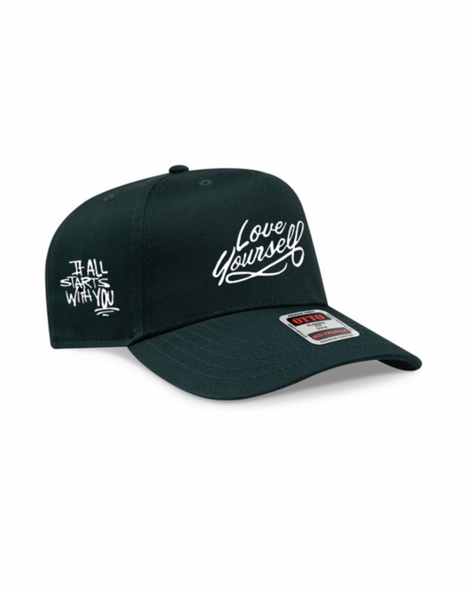 LOVE YOURSELF | Dark Green 5-Panel Mid Profile Baseball Cap